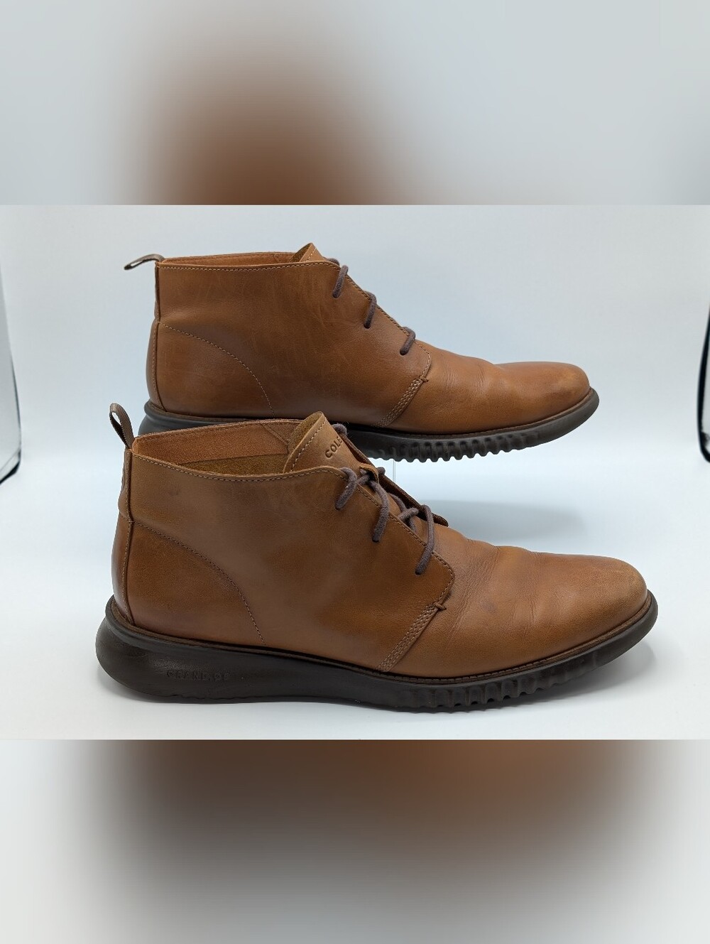 Cole Haan ZeroGrand Chukka Boots Men 12 Brown Leather C26944 Lace-Up Rubber Sole